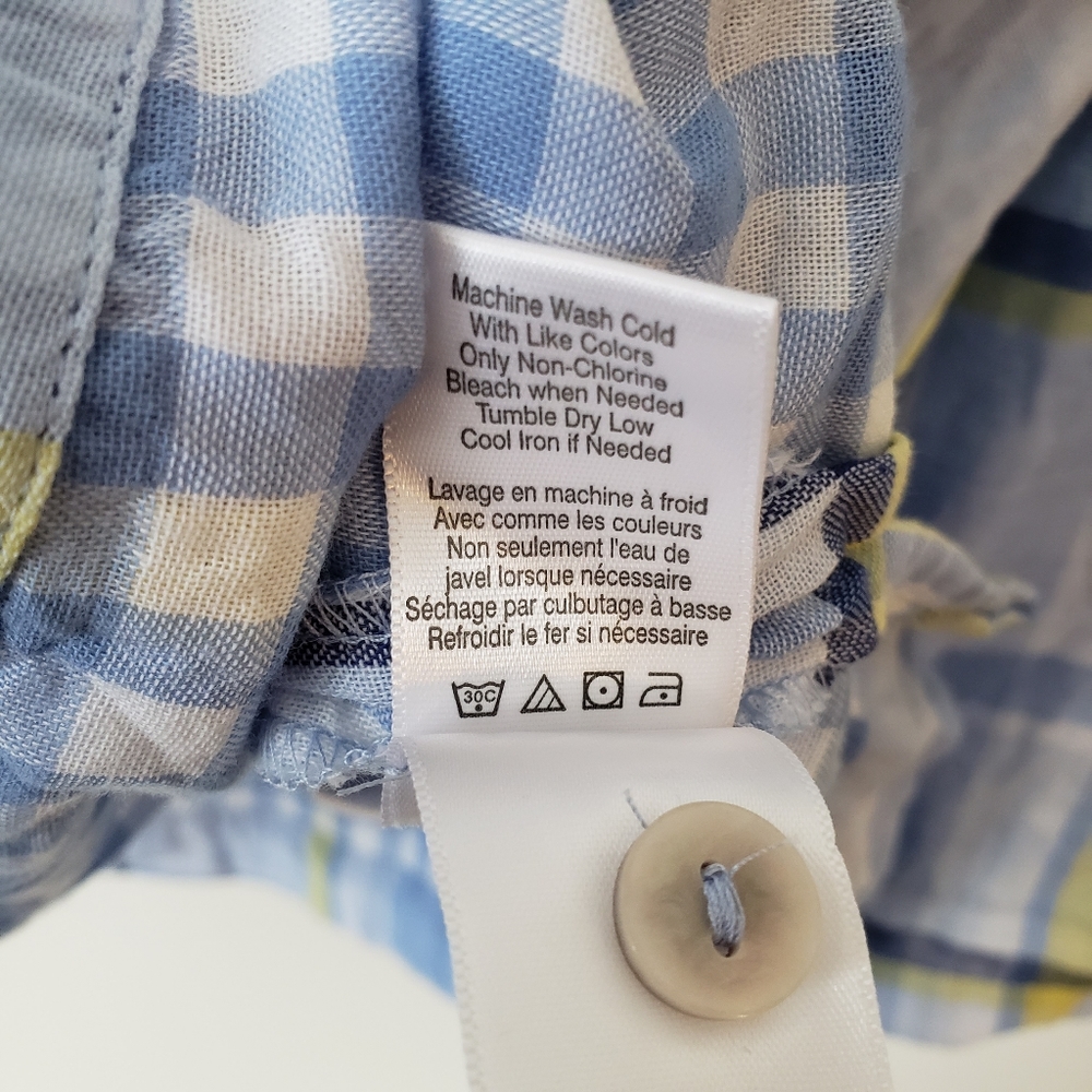 Coldwater Creek blue yellow plaid popover top 2X - Picture 9 of 9
